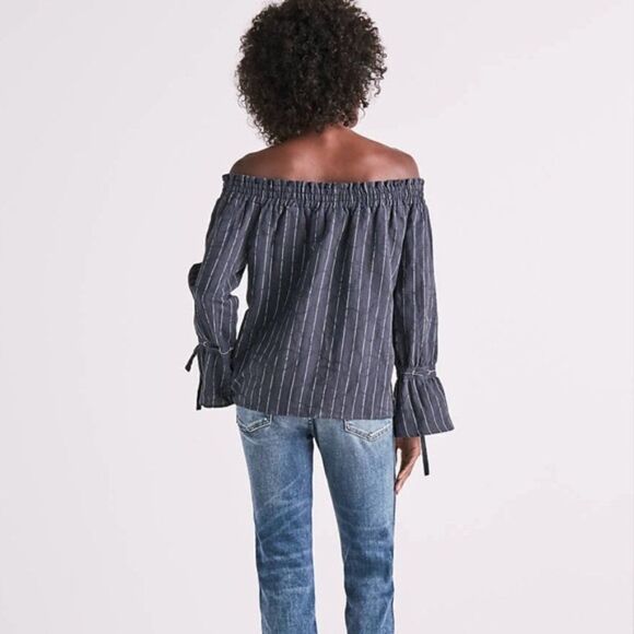 Lucky Brand Striped Long Sleeve Off Shoulder Top S EUC! - Picture 2 of 12